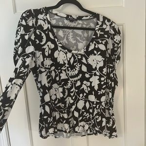 Black and white long sleeve cotton top -  XL